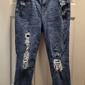 No Boundaries Distressed Blue Skinny Jeans